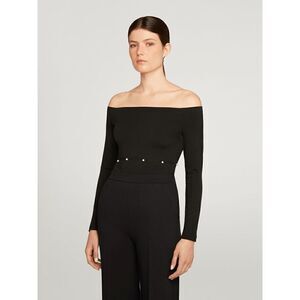 NWT Wolford Linda Pullover Top Pearl Black L